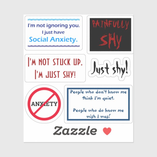 Social Anxiety set #1 Custom-Cut Vinyl Sticker (Sheet)