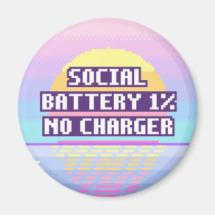 Social Battery 1%, No Charger Pixel Magnet