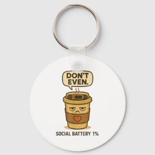 Social Battery 1 Percent Funny Coffee Introvert Qu Key Ring