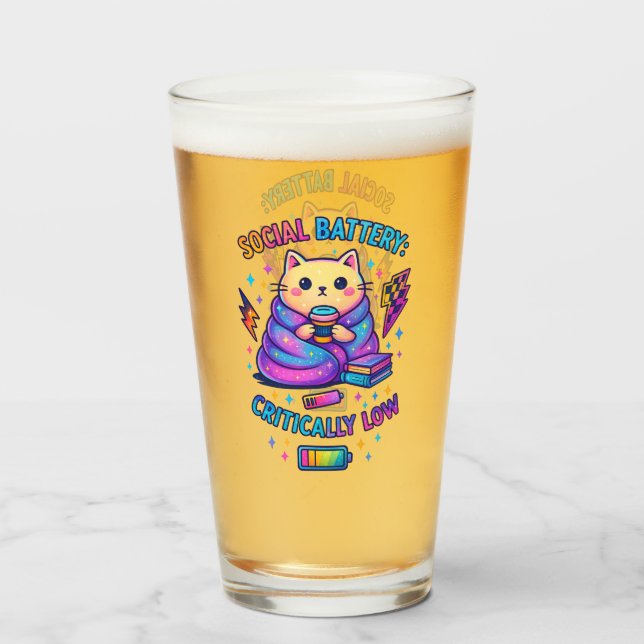 Social Battery Critically.... Glass (Front Filled)