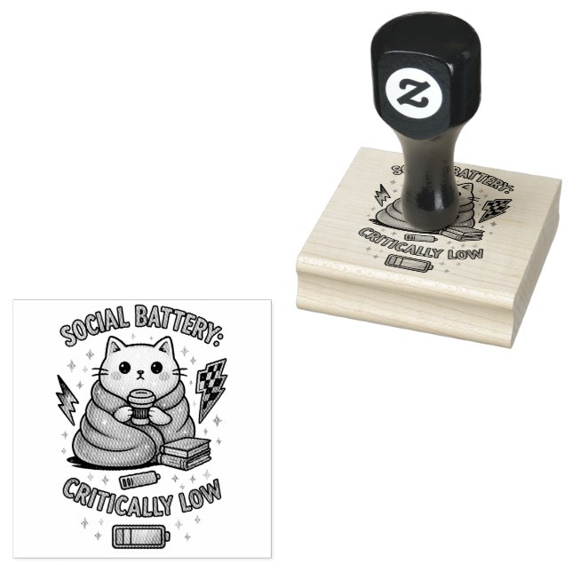 Social Battery Critically.... Rubber Stamp (Stamped)