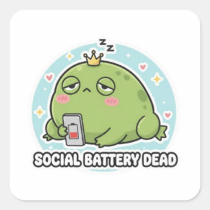 Social Battery Dead Frog Sticker Cute Tired Introv