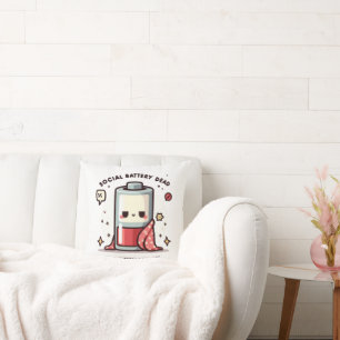 Social Battery Dead Funny Introvert Home Decor Cushion