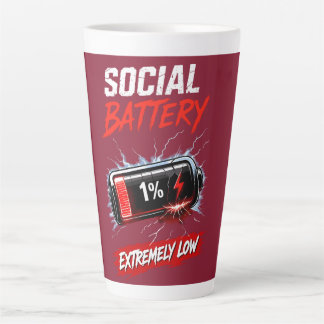 Social Battery Extremely Low – Funny Introvert Latte Mug