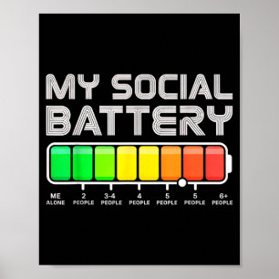 Social Battery Low Energy Antisocial Funny Introve Poster