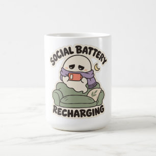 Social Battery Recharging Cosy Introvert Ghost Coffee Mug