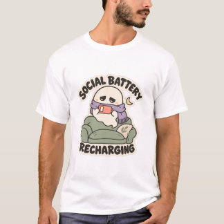 Social Battery Recharging Cosy Introvert Ghost T-Shirt