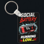 Social Battery Running Low Funny Introvert Shirt Key Ring<br><div class="desc">A funny introvert design featuring a nearly empty battery and the phrase “Social Battery Running Low”. Perfect for introverts, socially drained people, and anyone who needs time to recharge. Great gift for coworkers, friends, gamers, and anyone who feels their social energy running out.</div>