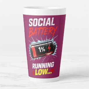 Social Battery Running Low Funny Introvert Shirt Latte Mug
