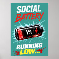 Social Battery Running Low Funny Introvert Shirt