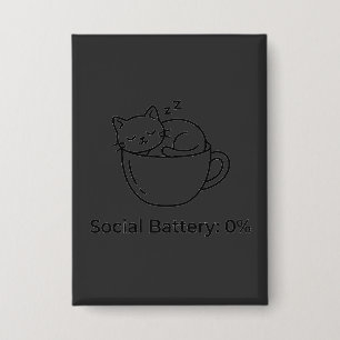 Social Battery Zero Introvert Cat Front Brain Back