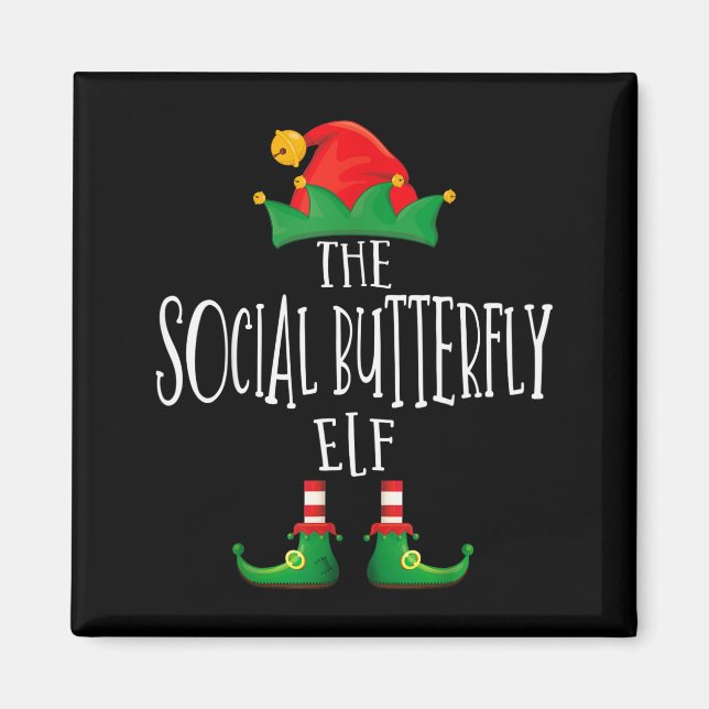 Social Butterfly Elf Shirt Family Matching Group C Magnet (Front)