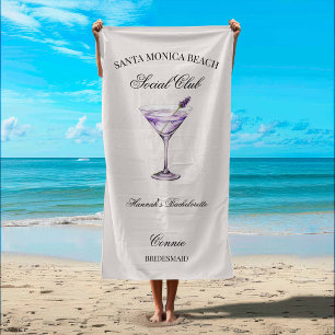 Social Club Lavender Cocktail Bach Girls Trip Beach Towel
