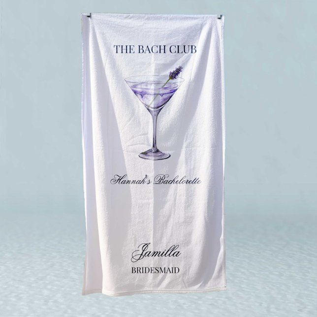 Social Club Lavender Cocktail The Bach Girls Trip Beach Towel (Personalized Beach Towel)