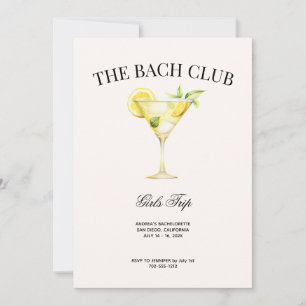 Social Club Lemon Cocktail Bach Itinerary and  Invitation