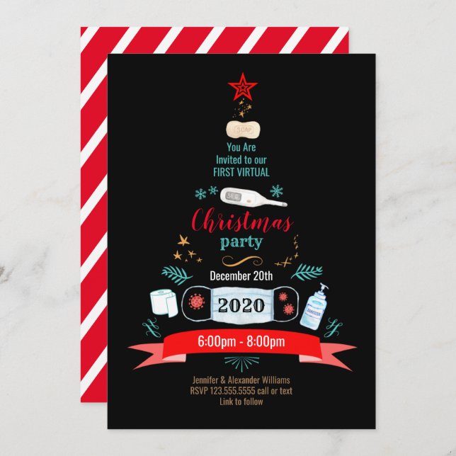Social Distance Christmas Party Invitation (Front/Back)