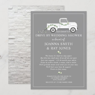 Social Distance Drive By Bridal Shower White Truck Invitation