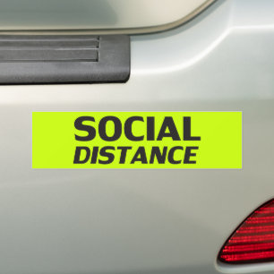 Social Distance modern typography funny neon green Bumper Sticker