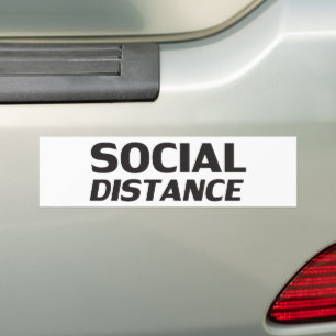 Social Distance modern typography funny white Bumper Sticker