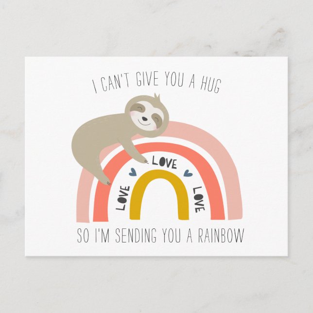 Social Distance Sending You a Rainbow Sloth Postcard (Front)