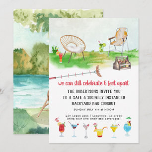 Social Distanced Backyard BBQ Cookout Party Invitation