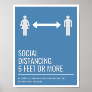 Social Distancing Business Signage Poster