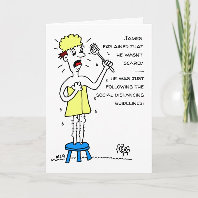 Social Distancing Cartoon Man Card (Front)