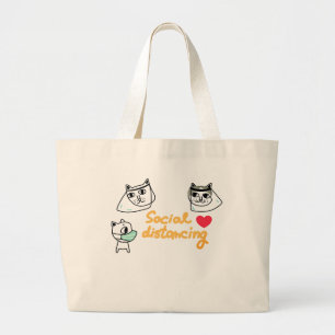 SOCIAL DISTANCING CATS AND DOG WITH MASKS Tote Bag