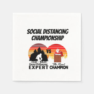 Social Distancing Championship - Yeti Santa Claus Napkin