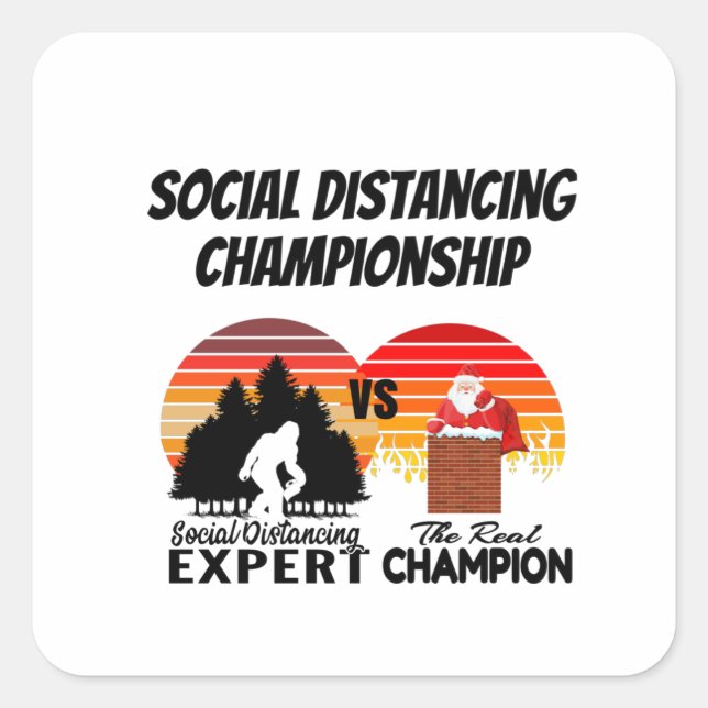 Social Distancing Championship - Yeti Santa Claus Square Sticker (Front)