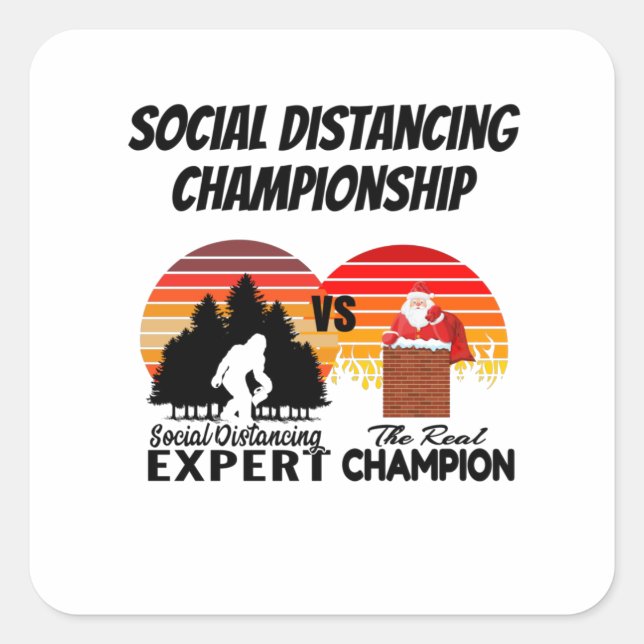 Social Distancing Championship - Yeti Square Sticker (Front)