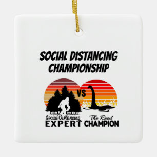 Social Distancing Championship - Yeti Vs Nessie Ceramic Ornament