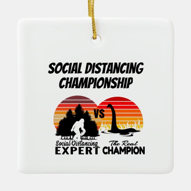 Social Distancing Championship - Yeti Vs Nessie Ceramic Ornament (Front)