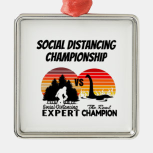 Social Distancing Championship - Yeti Vs Nessie Metal Ornament