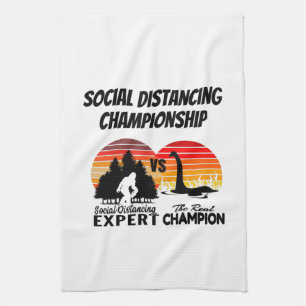 Social Distancing Championship - Yeti Vs Nessie Tea Towel