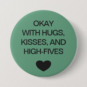 Social distancing colour code green 7.5 cm round badge