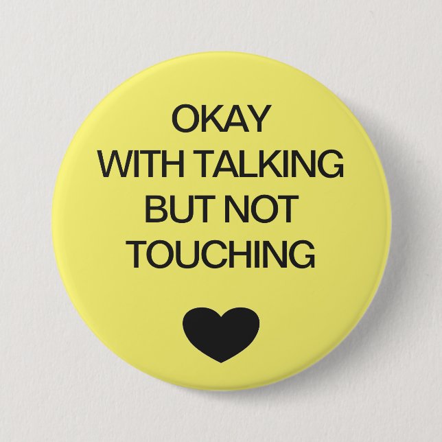 Social distancing colour code yellow 7.5 cm round badge (Front)