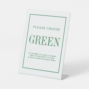 Social distancing colour green wedding instruction pedestal sign