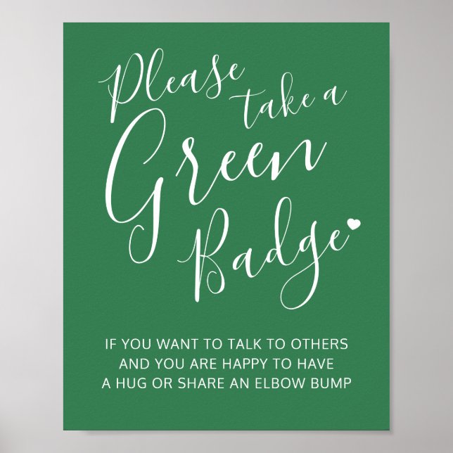 Social distancing colour green wedding instruction poster (Front)