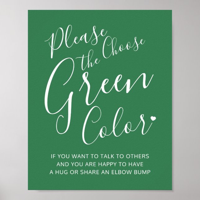 Social distancing colour green wedding instruction poster (Front)