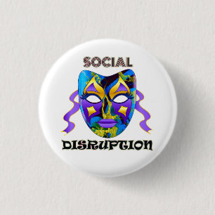 Social Distancing Disruption Bold Colourful Masque 3 Cm Round Badge