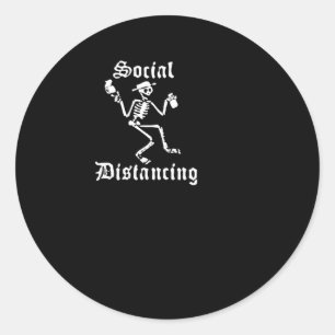 Social Distancing Distortion Classic Round Sticker