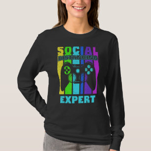 Social Distancing Expert Gamer Vintage Video Gamin T-Shirt