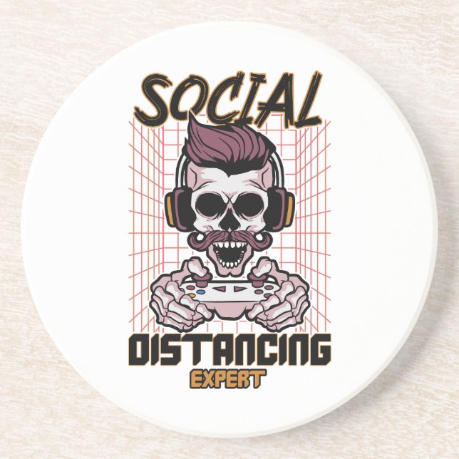 Social distancing expert gaming design coaster (Front)