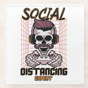 Social distancing expert gaming design glass coaster