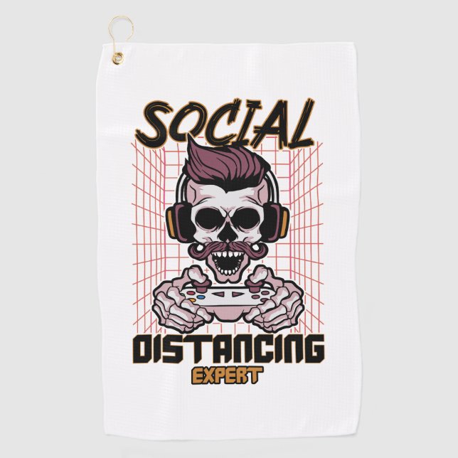 Social distancing expert gaming design golf towel (Front)