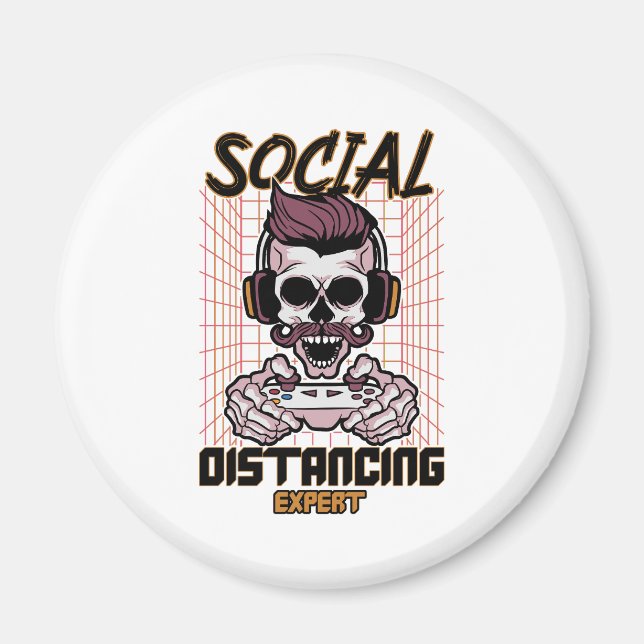 Social distancing expert gaming design magnet (Front)