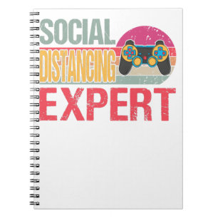 Social Distancing Expert Gaming Vintage Video Game Notebook