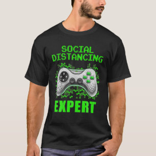 Social Distancing Expert Gaming Vintage Video Game T-Shirt