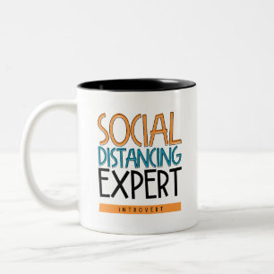 Social Distancing Expert Introvert Two-Tone Coffee Mug